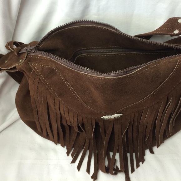 Cocoa Brown Suede Western Fringed Purse - Picture 3 of 5